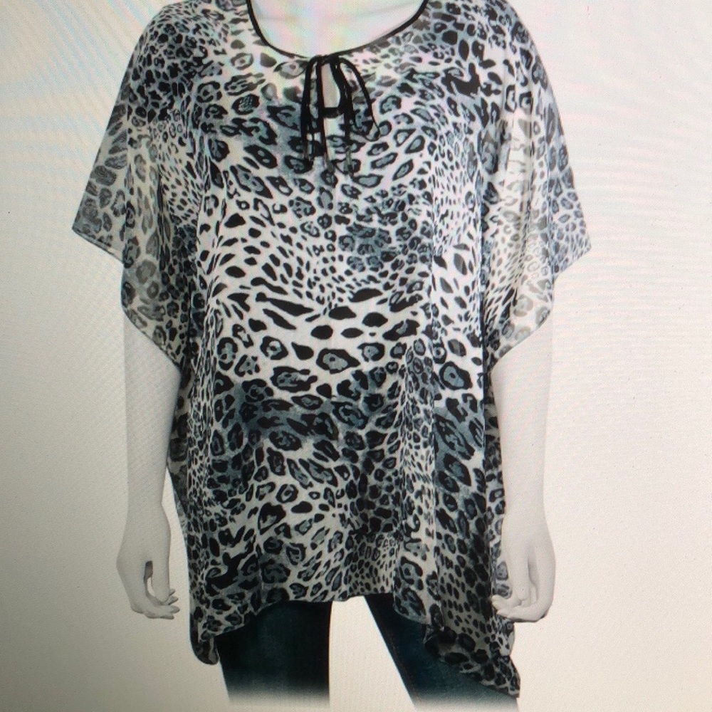 BLACK & GREY LEOPARD PRINT Top Or Cover Up. 2 different shades several in Stock! - Picture 4 of 8
